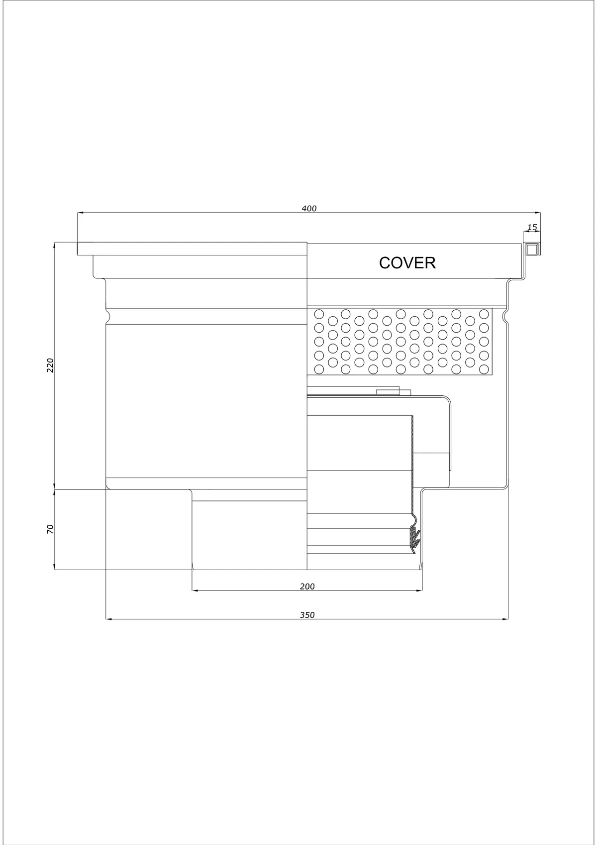 Siphon de sol BK_KRD 400x400 DN 200 - Vidange verticale monobloc