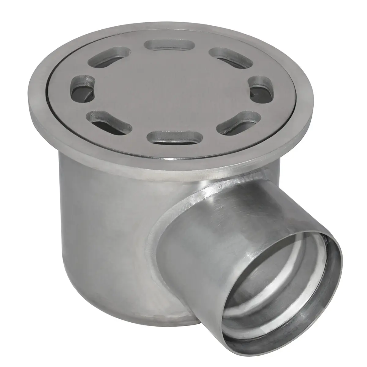 Siphon latéral rond avec couvercle en tôle perforée