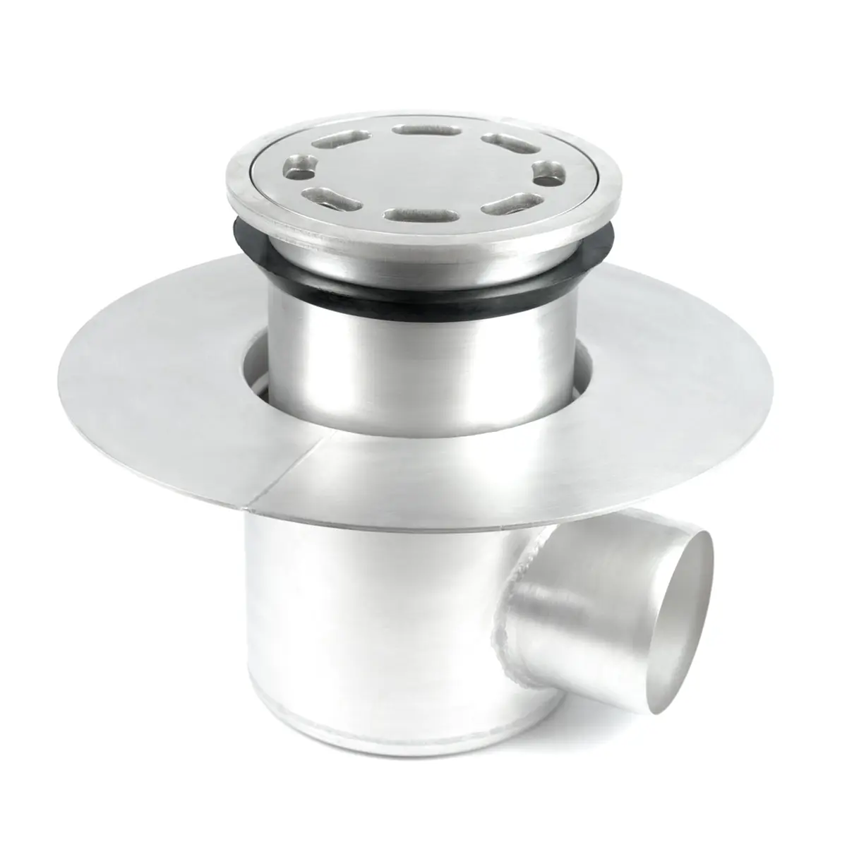 Entrée latérale ronde, en deux parties, avec couvercle à plaque perforée