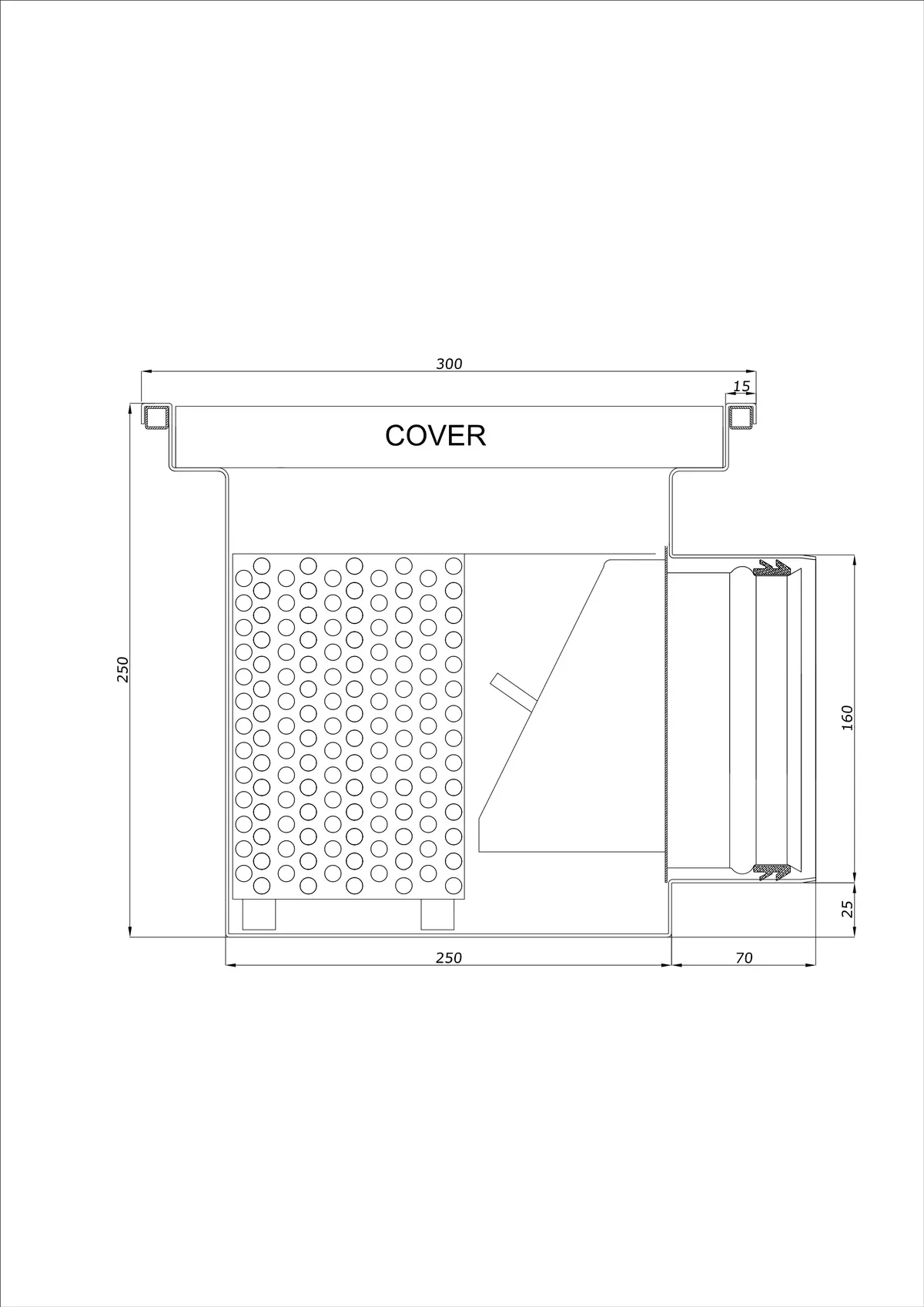 Siphon de sol BK_KRB 300x300 DN 160 - Monobloc Horizontal