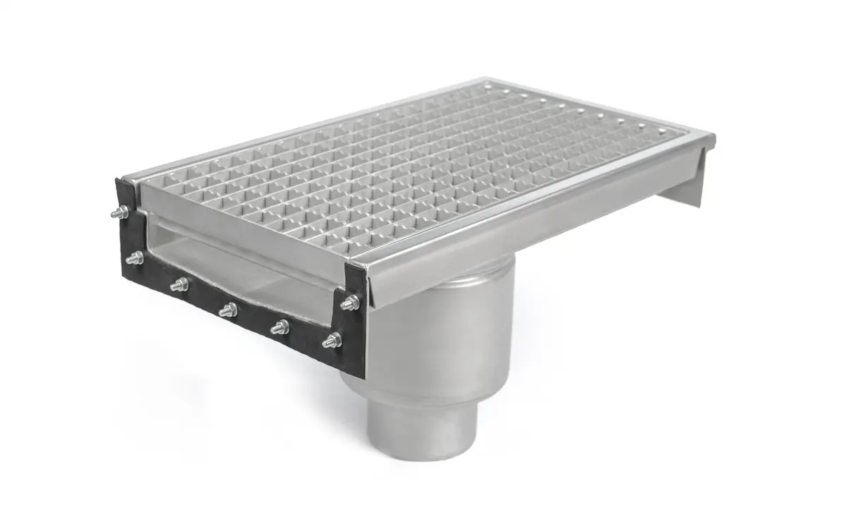 Canal de drainage en acier inoxydable avec couverture à grille