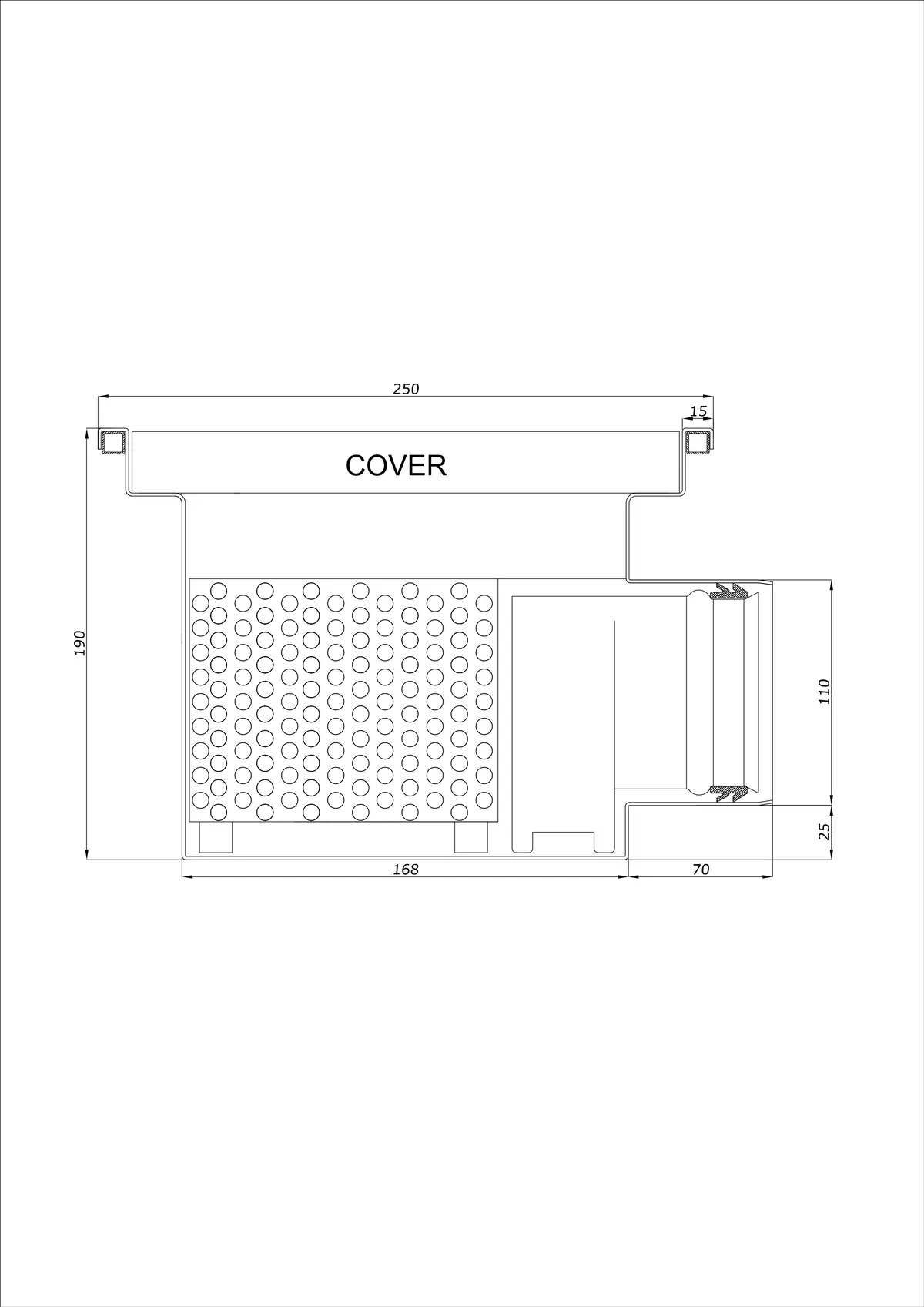 Siphon de sol BK_KRB 250x250 DN 110 - Monobloc Horizontal