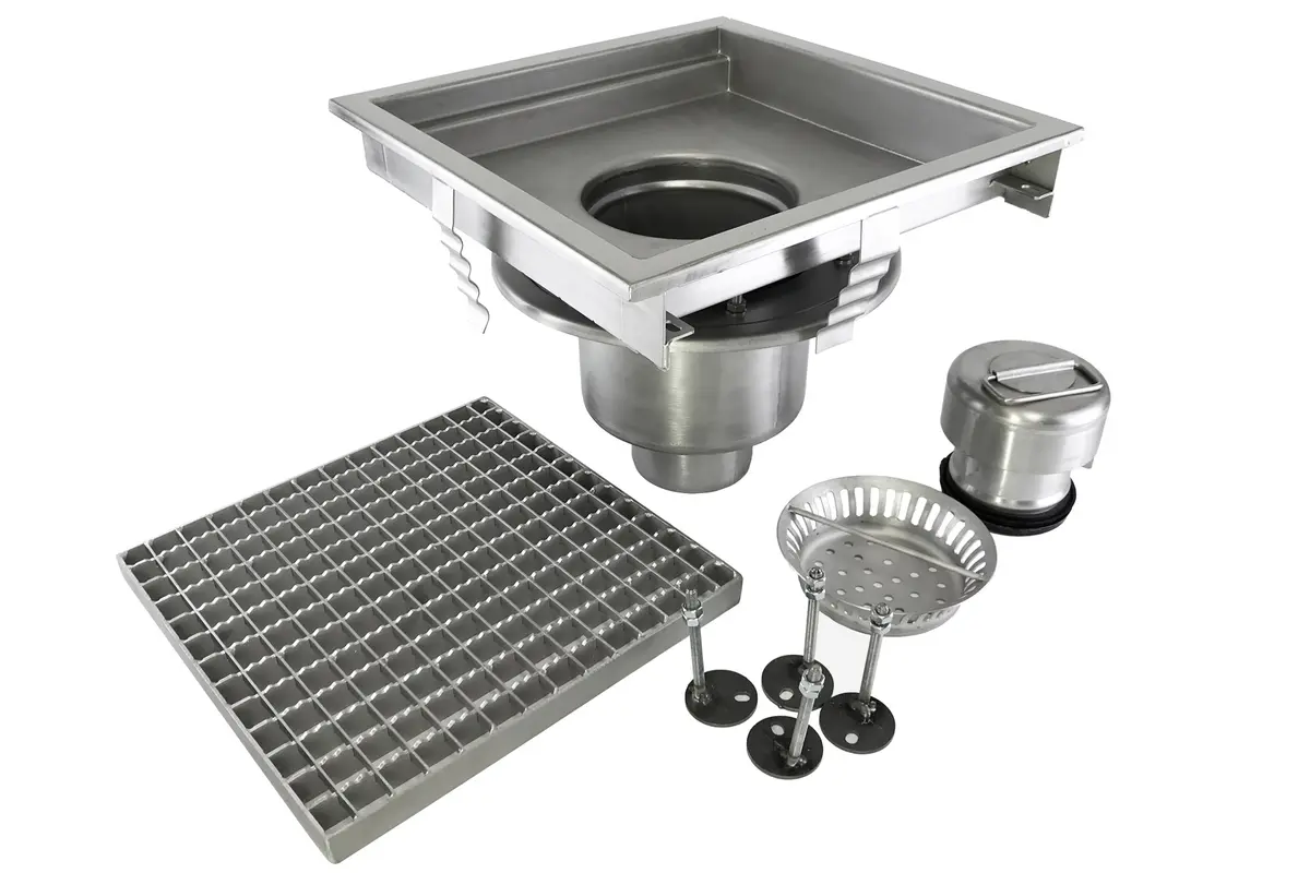 Ensemble complet d'accessoires pour bac de sol en acier inoxydable
