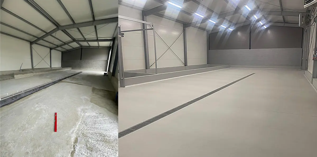 Caniveau industriel dans l'atelier de production