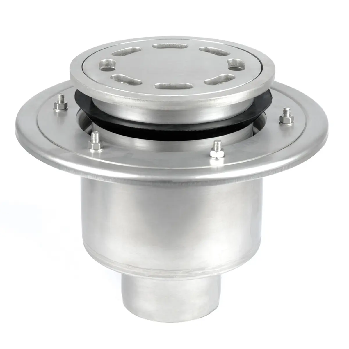 Siphon vertical rond, en deux parties, avec couvercle à plaque perforée