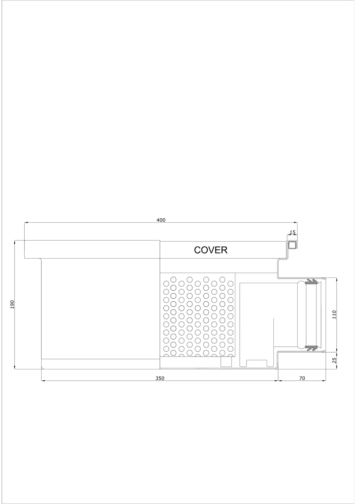 Siphon de sol BK_KRB 400x400 DN 110 - Monobloc Horizontal